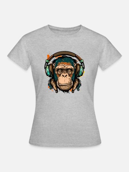 Monkey Music - Frauen T-Shirt - Grau meliert