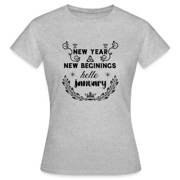 Neues Jahr Neuanfang Hallo Januar - Frauen T-Shirt - Grau meliert - Vorne - AI Model Female 172 dark (172cm)