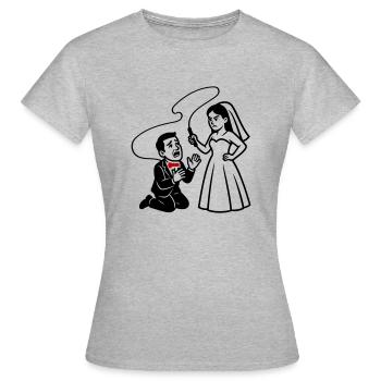 Couple marié Mariage Fouet - T-shirt Femme - gris chiné - Devant - AI Model Female 172 dark (172cm)