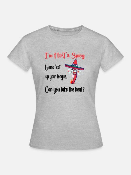 Mexikanische Chili in Sombero (W2) - Frauen T-Shirt - Grau meliert