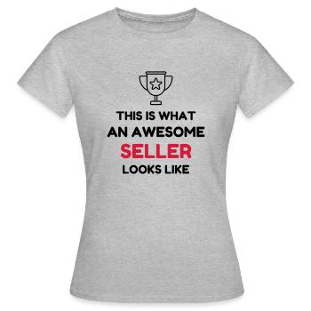 Vendeur / Vendeuse / Magasin / Métier / Job - T-shirt Femme - gris chiné - Devant - AI Model Female 172 dark (172cm)