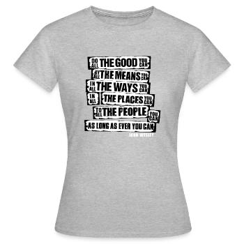 JOHN WESLEY QUOTES - Frauen T-Shirt - Grau meliert - Vorne - AI Model Female 172 dark (172cm)
