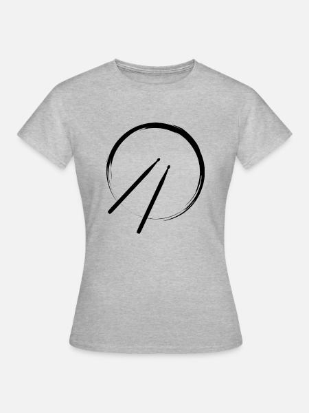 Drums, Trommel, Schlagzeug, Drumsticks - Frauen T-Shirt - Grau meliert