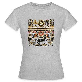 Folklore africain - T-shirt Femme - gris chiné - Devant - AI Model Female 172 dark (172cm)