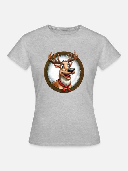Weihnachtsrentiere - Frauen T-Shirt - Grau meliert