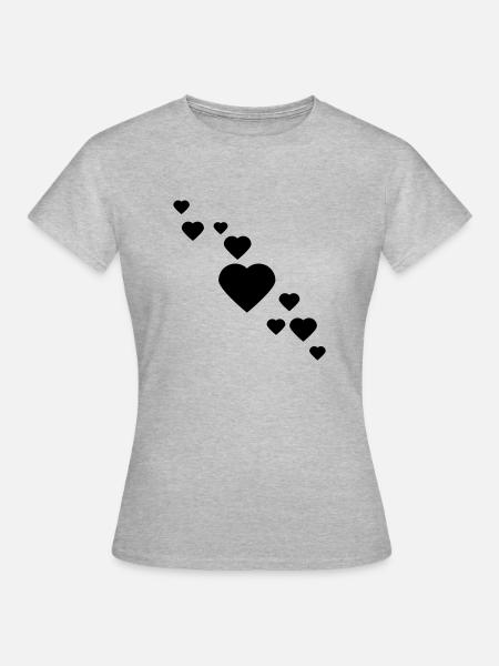 herzen - Frauen T-Shirt - Grau meliert