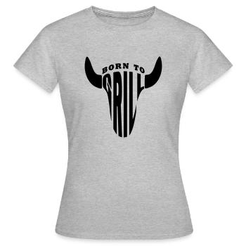 Born to Grill BBQ Ggriller Grillen T-Shirt - Frauen T-Shirt - Grau meliert - Vorne - AI Model Female 172 dark (172cm)