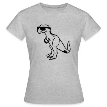 Dinosaurier mit Sonnenbrille Vektor - Frauen T-Shirt - Grau meliert - Vorne - AI Model Female 172 dark (172cm)