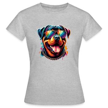 Niedlicher Rottweiler mit Sonnenbrille - Frauen T-Shirt - Grau meliert - Vorne - AI Model Female 172 dark (172cm)