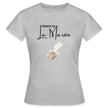 Témoin de La mariée - T-shirt Femme - gris chiné - Devant - AI Model Female 172 dark (172cm)
