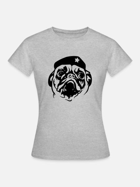 Comandante Pug - Frauen T-Shirt - Grau meliert