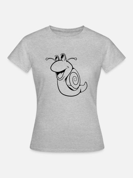 schnecke lustig kinder fröhlich - Frauen T-Shirt - Grau meliert