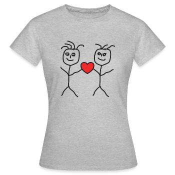 Stick hommes - T-shirt Femme - gris chiné - Devant - AI Model Female 172 dark (172cm)