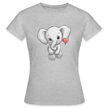 Elefant mit Herz - Frauen T-Shirt - Grau meliert - Vorne - AI Model Female 172 dark (172cm)