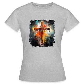 Croix de Jésus-Christ pour les chrétiens et les orthodoxes - T-shirt Femme - gris chiné - Devant - AI Model Female 172 dark (172cm)