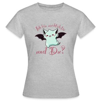 Nachtaktive Fledermaus, lustig und süß. - Frauen T-Shirt - Grau meliert - Vorne - AI Model Female 172 dark (172cm)