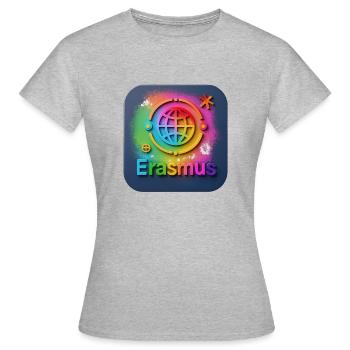 Buntes Erasmus Design - Frauen T-Shirt - Grau meliert - Vorne - AI Model Female 172 dark (172cm)