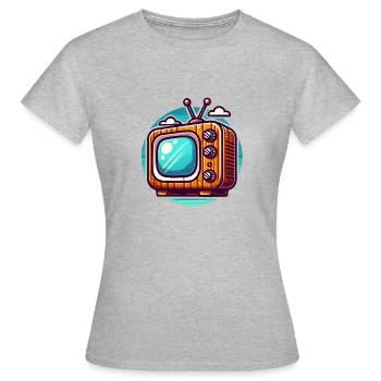Tv Fernsehen Retro - Frauen T-Shirt - Grau meliert - Vorne - AI Model Female 172 dark (172cm)