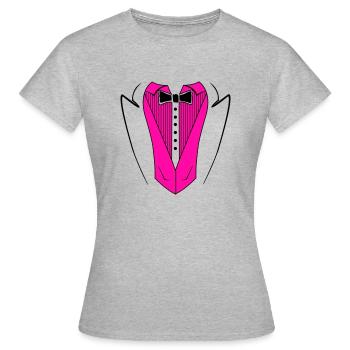 anzug 02 - Frauen T-Shirt - Grau meliert - Vorne - AI Model Female 172 dark (172cm)