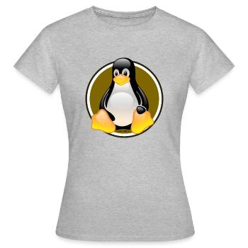 Linux Tux - Frauen T-Shirt - Grau meliert - Vorne - AI Model Female 172 dark (172cm)