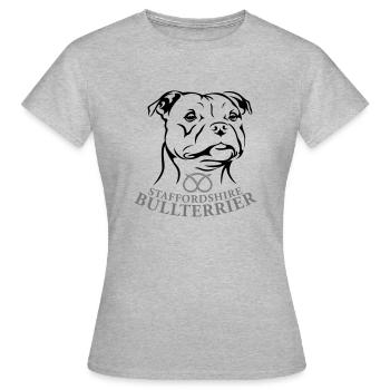 Staffordshire Bullterrier - Frauen T-Shirt - Grau meliert - Vorne - AI Model Female 172 dark (172cm)