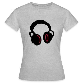 Kopfhörer - Headphones - Frauen T-Shirt - Grau meliert - Vorne - AI Model Female 172 dark (172cm)