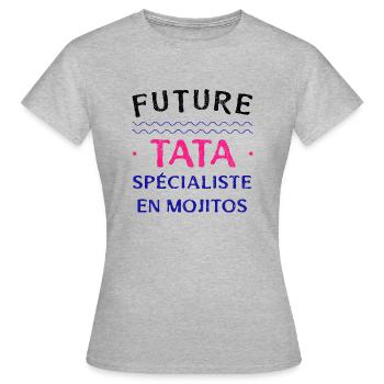 Future Tata Spécialiste en Mojitos - T-shirt Femme - gris chiné - Devant - AI Model Female 172 dark (172cm)
