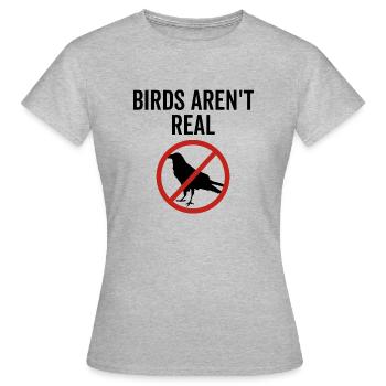 Les oiseaux ne sont pas réels - T-shirt Femme - gris chiné - Devant - AI Model Female 172 dark (172cm)