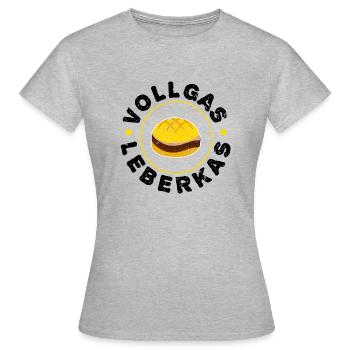 Vollgas Leberkas - Frauen T-Shirt - Grau meliert - Vorne - AI Model Female 172 dark (172cm)
