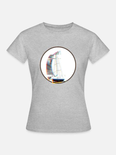 Segelboot - Frauen T-Shirt - Grau meliert