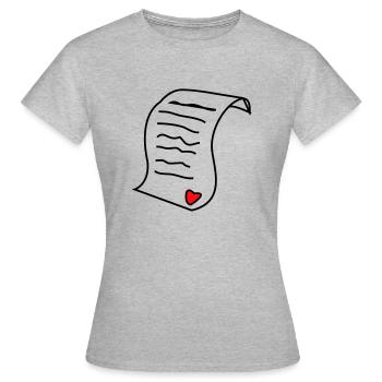 Bonne Saint-Valentin Lettre d’amour / Lettre d’amour #LOVE - T-shirt Femme - gris chiné - Devant - AI Model Female 172 dark (172cm)