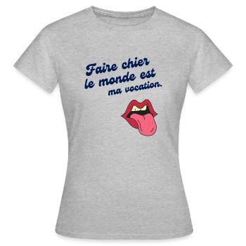 Humour défaut drôle - T-shirt Femme - gris chiné - Devant - AI Model Female 172 dark (172cm)