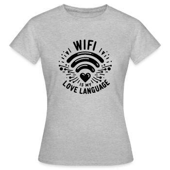 Le WIFI est mon langage d’amour - T-shirt Femme - gris chiné - Devant - AI Model Female 172 dark (172cm)