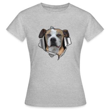 Kitty-Stafford - Frauen T-Shirt - Grau meliert - Vorne - AI Model Female 172 dark (172cm)