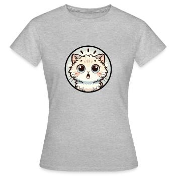 Surprised Cat - Women's T-Shirt - heather grey - Front - AI Model Female 172 dark (172cm)