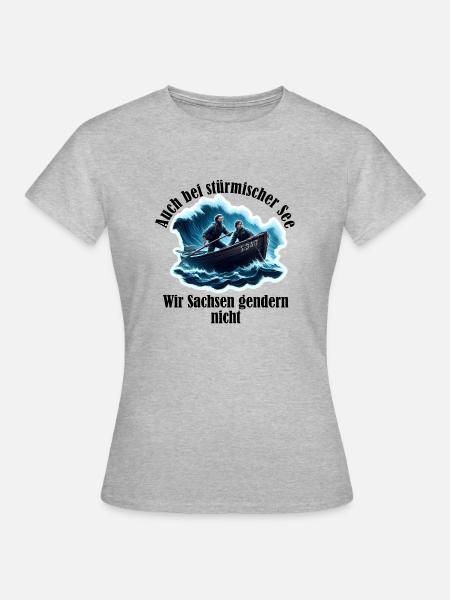 sachsen gendern nicht - Frauen T-Shirt - Grau meliert