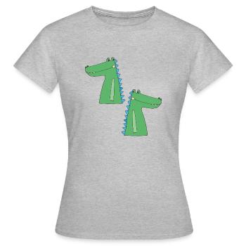 kroko zu zweit - Frauen T-Shirt - Grau meliert - Vorne - AI Model Female 172 dark (172cm)