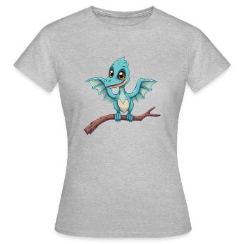 Le dinosaure bleu mystique prend son envol - T-shirt Femme - gris chiné - Devant - AI Model Female 172 dark (172cm)
