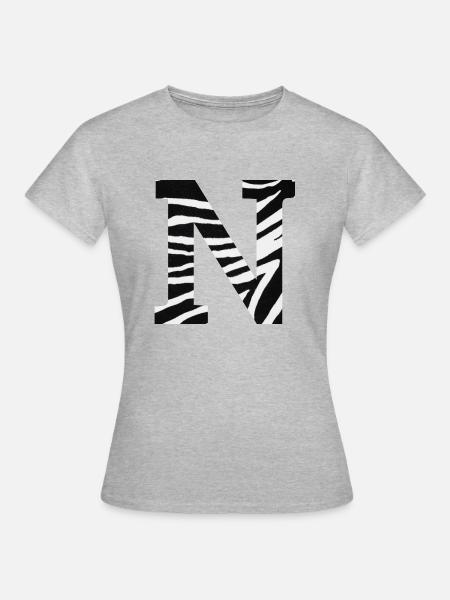 Buchstabe n Zebra - Frauen T-Shirt - Grau meliert