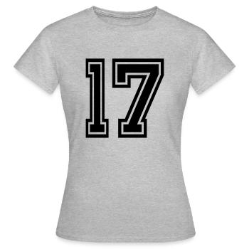 17 - Frauen T-Shirt - Grau meliert - Vorne - AI Model Female 172 dark (172cm)