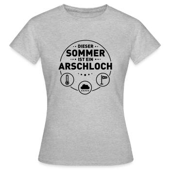 Dieser Sommer ist ein Arschloch - Frauen T-Shirt - Grau meliert - Vorne - AI Model Female 172 dark (172cm)