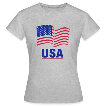 USA - T-shirt Femme - gris chiné - Devant - AI Model Female 172 dark (172cm)