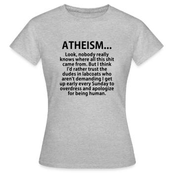 Atheism - T-shirt Femme - gris chiné - Devant - AI Model Female 172 dark (172cm)