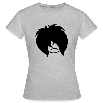 Triste malheureux emo longs cheveux noirs - T-shirt Femme - gris chiné - Devant - AI Model Female 172 dark (172cm)