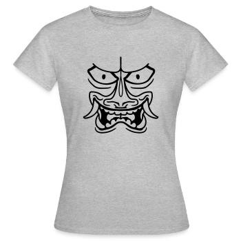 gesicht kopf boese - Frauen T-Shirt - Grau meliert - Vorne - AI Model Female 172 dark (172cm)