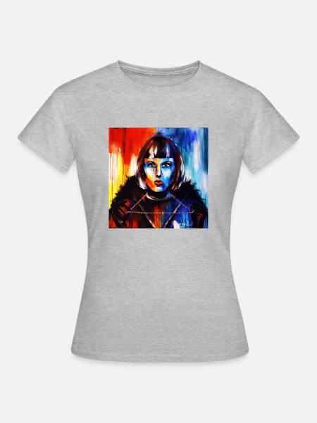 Women Face Model - Frauen T-Shirt - Grau meliert
