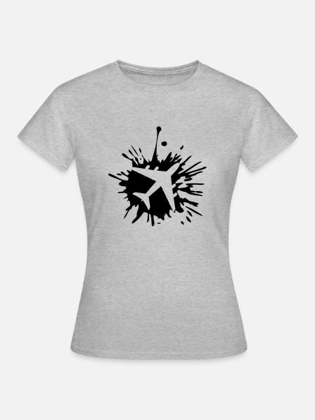 Tropfen Flugzeug Klecks - Frauen T-Shirt - Grau meliert