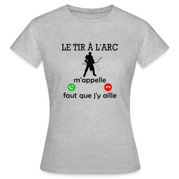 le tir à l arc m appelle / Tir à l'arc - T-shirt Femme - gris chiné - Devant - AI Model Female 172 dark (172cm)