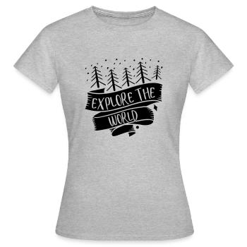 Explore the World 01 - Frauen T-Shirt - Grau meliert - Vorne - AI Model Female 172 dark (172cm)