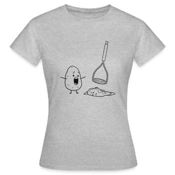 Purée de pommes de terre | Purée de pommes de terre | Purée - T-shirt Femme - gris chiné - Devant - AI Model Female 172 dark (172cm)